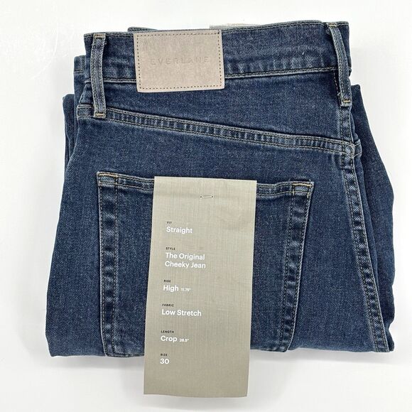 Everlane Women 30 Curvy Cheeky Jean High Rise Crop Straight Washed Midnight NWT - Picture 1 of 8